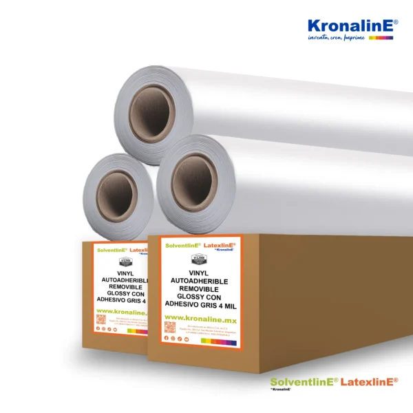VINYL AUTOADHERIBLE REMOVIBLE
GLOSSY CON ADHESIVO GRIS 4 MIL